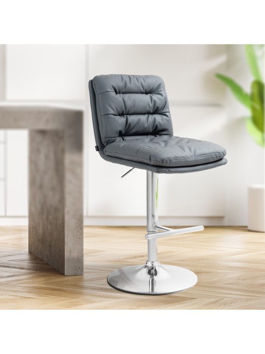 Sæt med 2 barstole Damar imiteret læder krom, grå