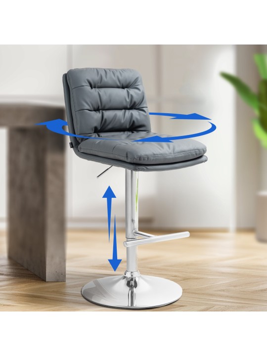 Sæt med 2 barstole Damar imiteret læder krom, grå