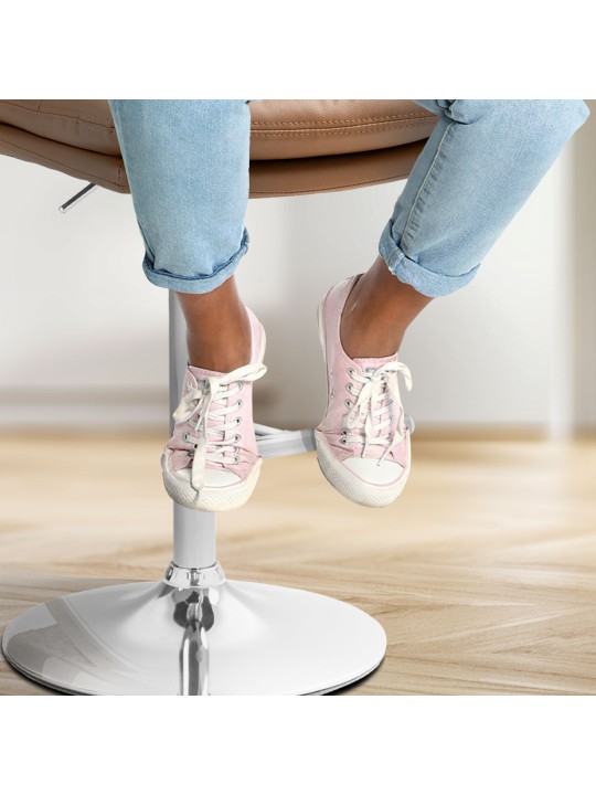 Sæt med 2 barstole Damar imiteret læder krom, lysebrun