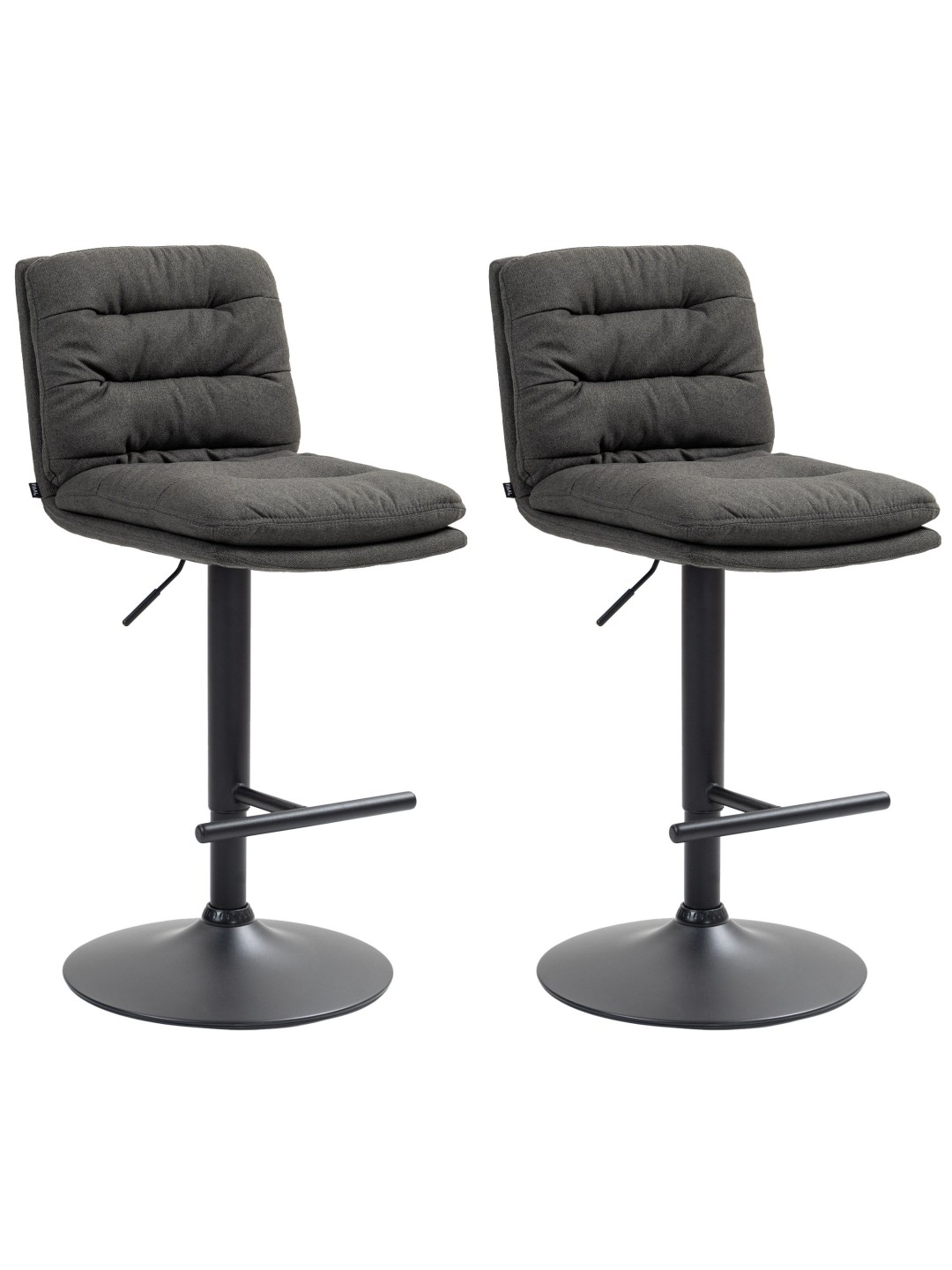 Sæt med 2 barstole Damar stof, mørkegrå