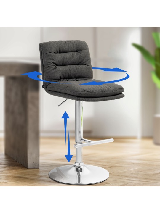 Sæt med 2 barstole Damar stof krom, mørkegrå