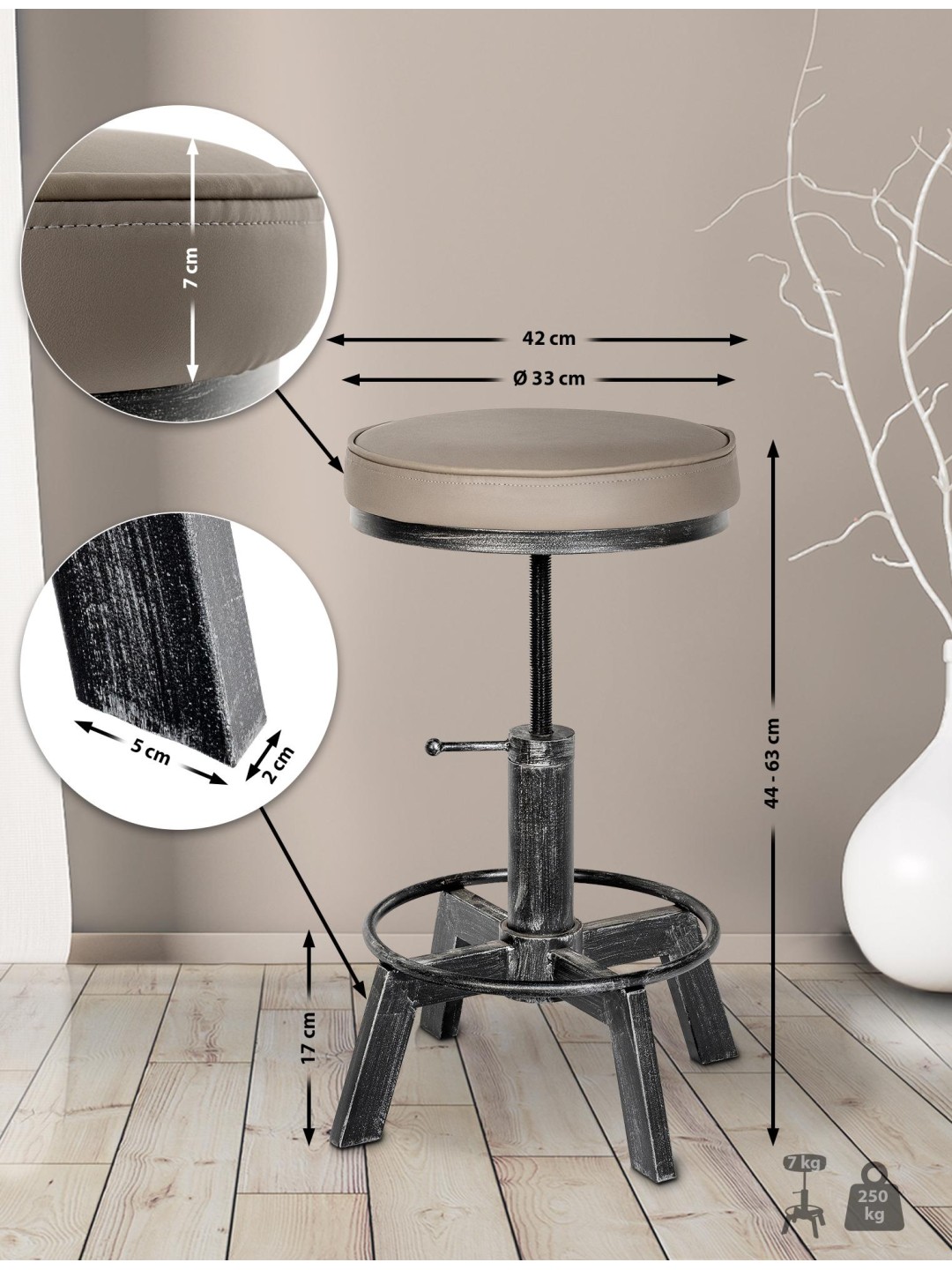 Taburet Destin, antik sølv