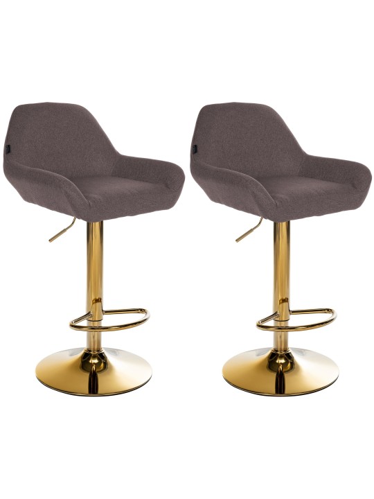 Sæt med 2 barstole Braga Guldstof, brun