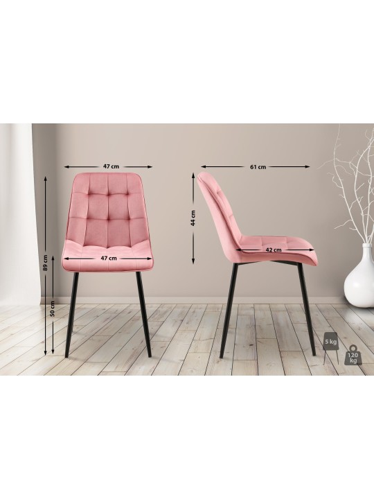 Gifford fløjl spisestuestol, pink