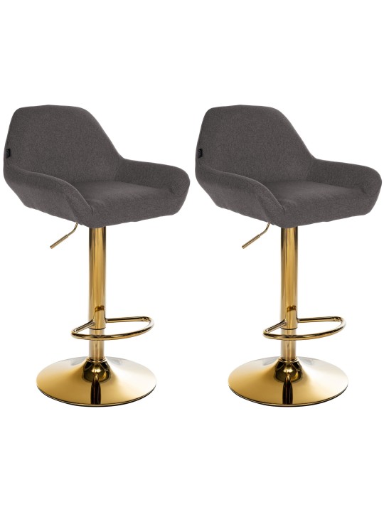 Sæt med 2 barstole Braga Guldstof, mørkegrå