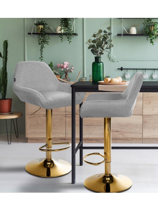 Sæt med 2 barstole Braga Guldstof, grå Sæt med 2 barstole Braga Guldstof, grå