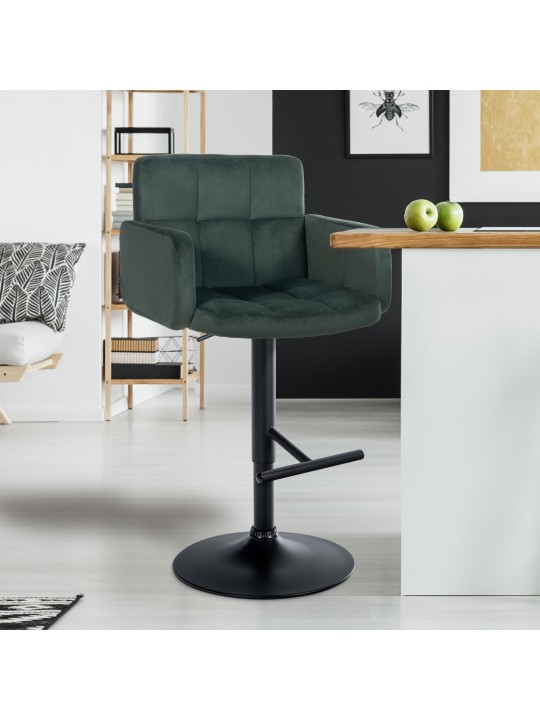 Barstol Los Angeles fløjl, mørkegrøn Barstol Los Angeles fløjl, mørkegrøn