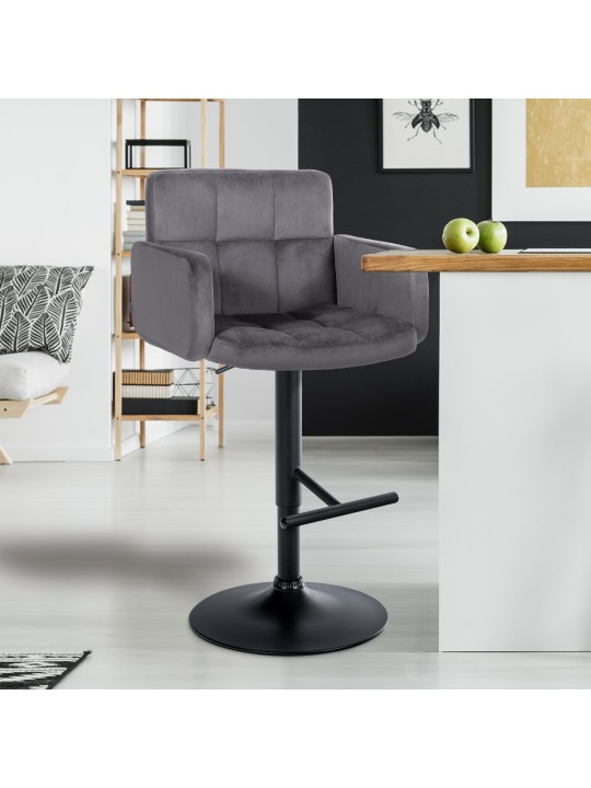 Barstol Los Angeles fløjl, mørkegrå