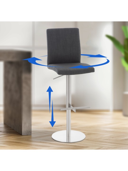 Sæt med 2 barstole Cadiz stof rustfrit stål, mørkegrå