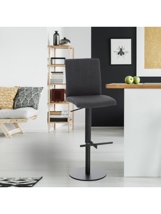 Sæt med 2 barstole Cadiz stof, mørkegrå