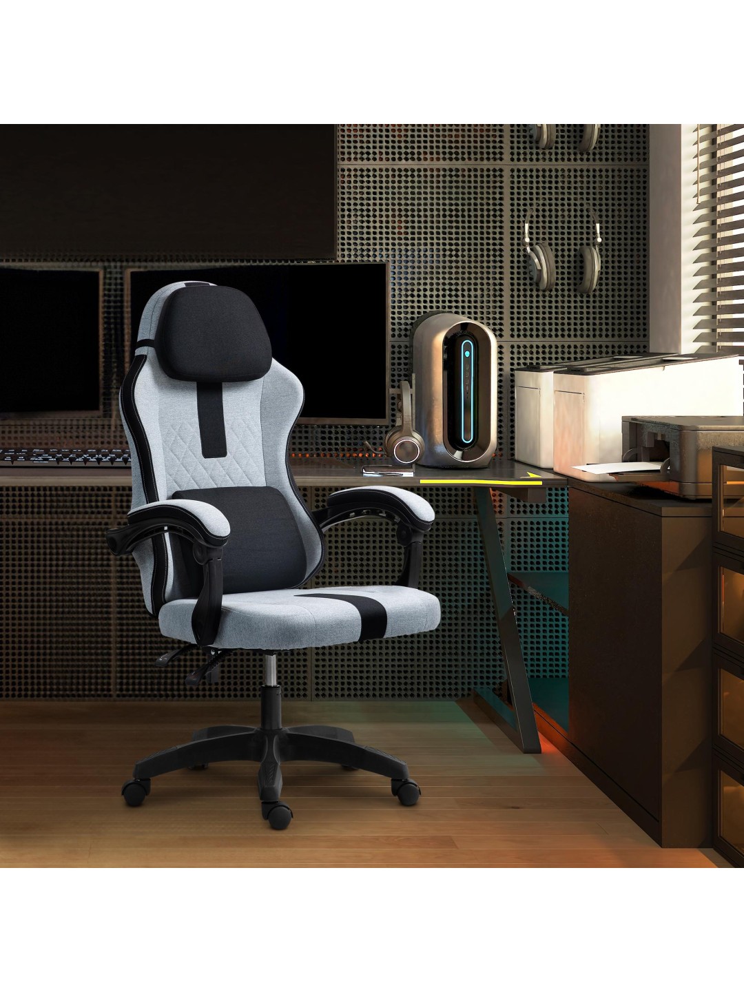 Kontorstol Miltona stof, grå/sort