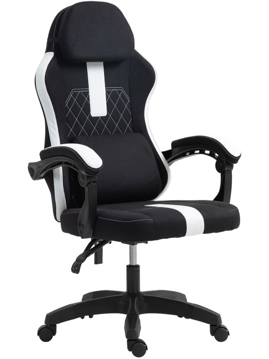 Kontorstol Miltona stof, sort/hvid