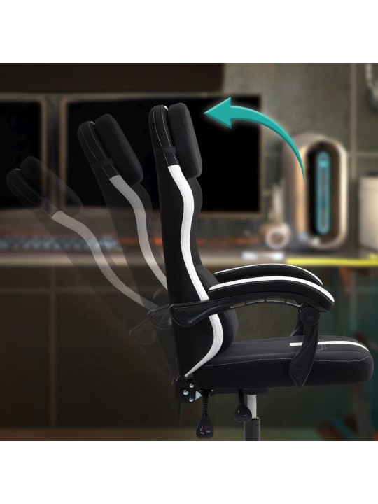 Kontorstol Miltona stof, sort/hvid