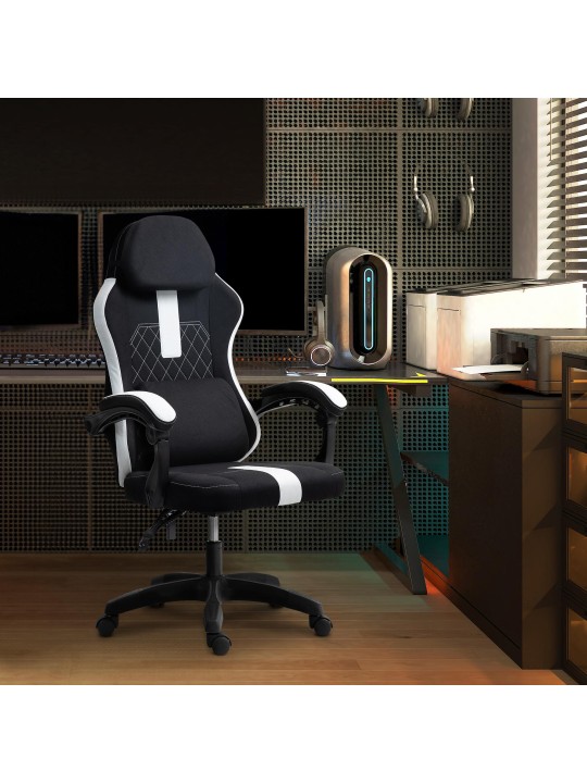 Kontorstol Miltona stof, sort/hvid