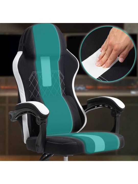 Kontorstol Miltona stof, sort/hvid