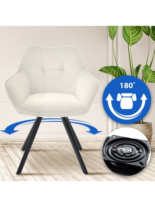 Scott spisestuestol i fløjl, creme