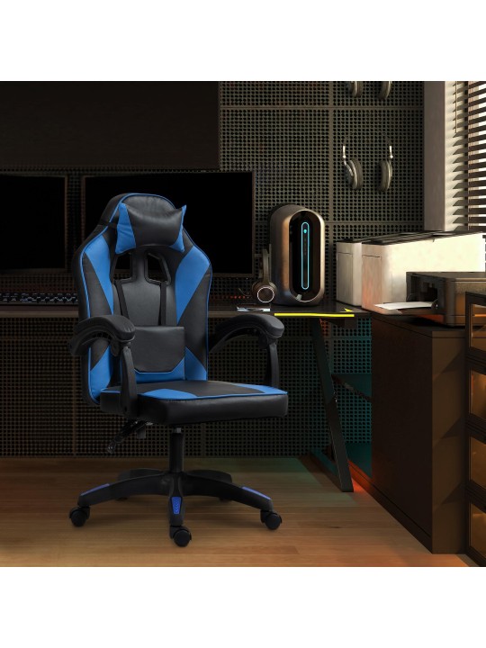 Kontorstol Orkney imiteret læder, sort/blå