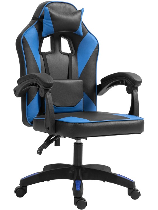 Kontorstol Orkney imiteret læder, sort/blå