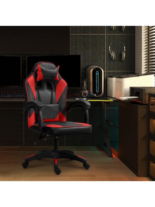 Kontorstol Orkney imiteret læder, sort/rød