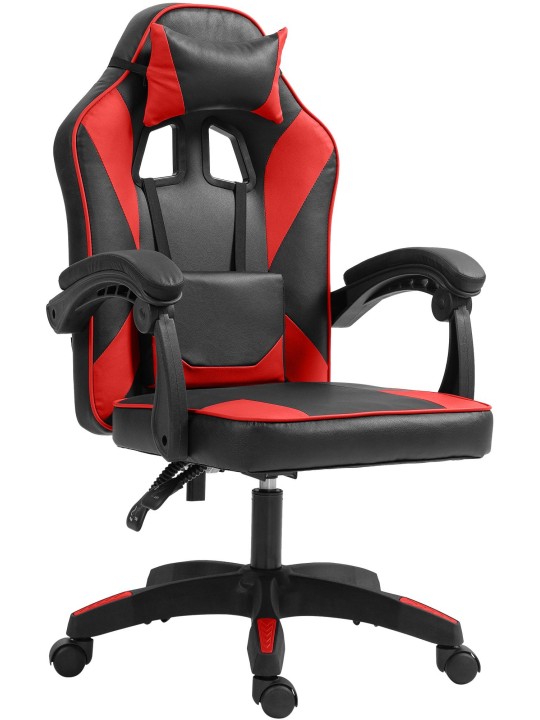 Kontorstol Orkney imiteret læder, sort/rød