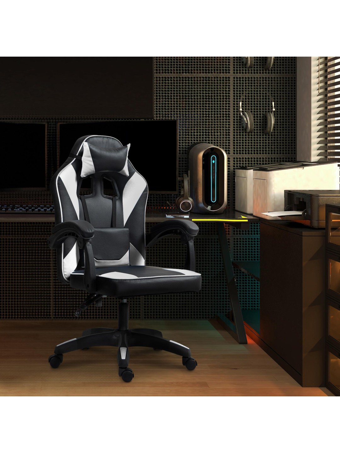 Kontorstol Orkney imiteret læder, sort/hvid