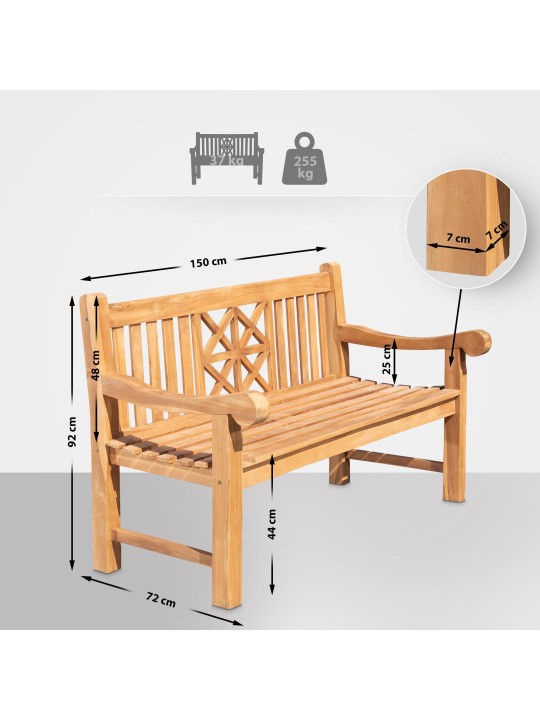 Teak bænk Florida 150 cm, teak Teak bænk Florida 150 cm, teak