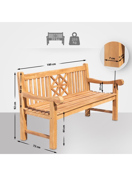 Teak bænk Florida 180 cm, teak