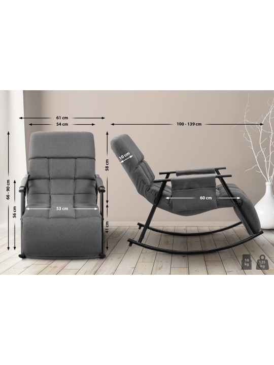 Gyngestol Cathy stof, mørkegrå