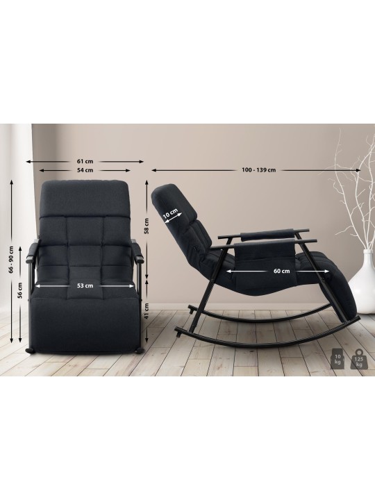 Gyngestol Cathy stof, sort