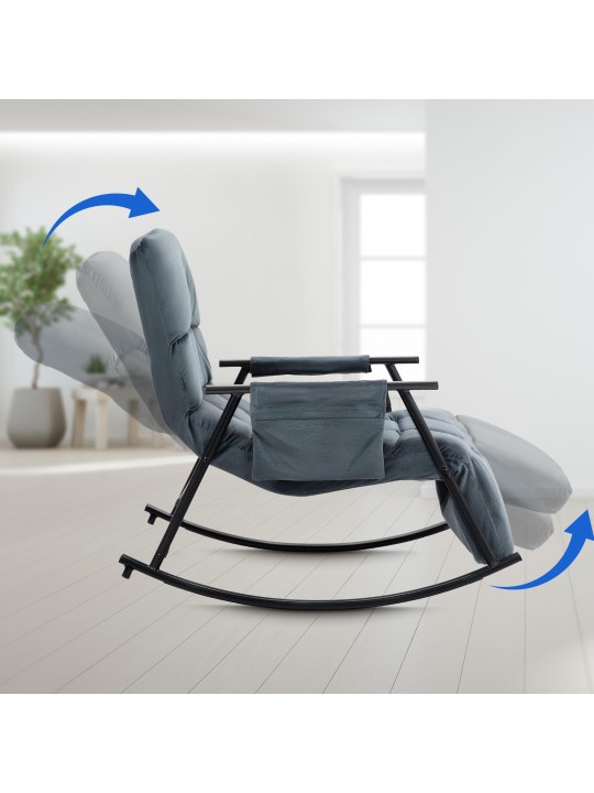 Gyngestol Cathy fløjl, mørkegrå