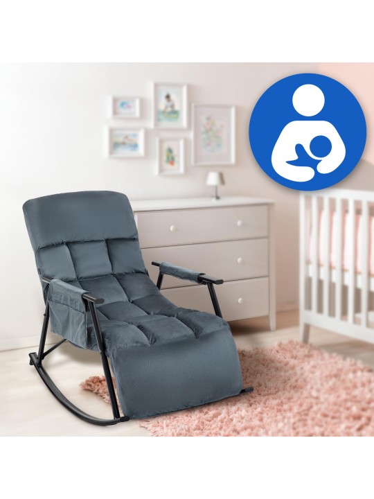 Gyngestol Cathy fløjl, mørkegrå