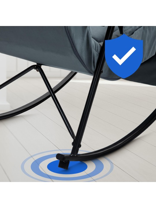 Gyngestol Cathy fløjl, mørkegrå