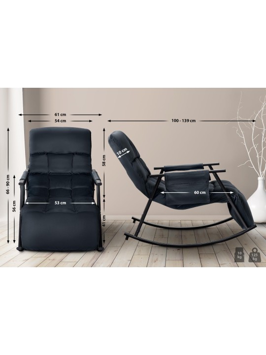 Gyngestol Cathy fløjl, sort