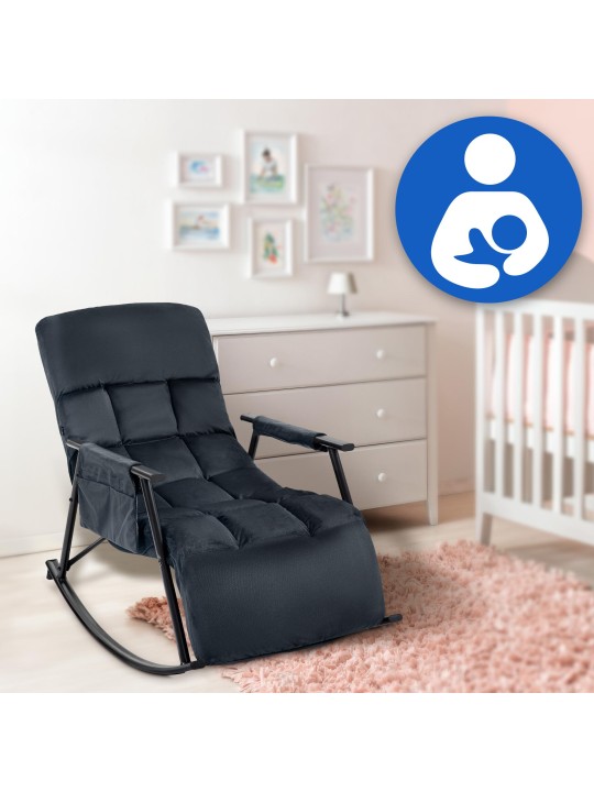 Gyngestol Cathy fløjl, sort