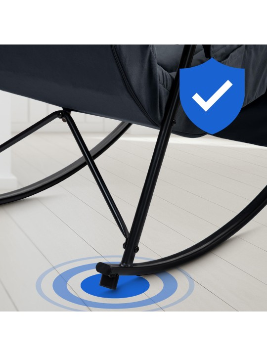 Gyngestol Cathy fløjl, sort