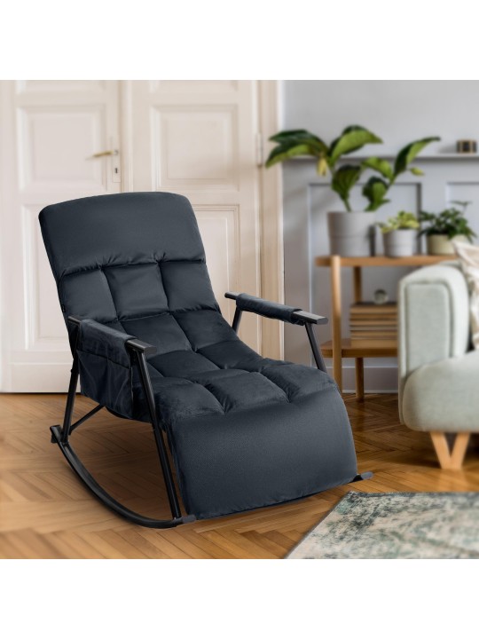 Gyngestol Cathy fløjl, sort