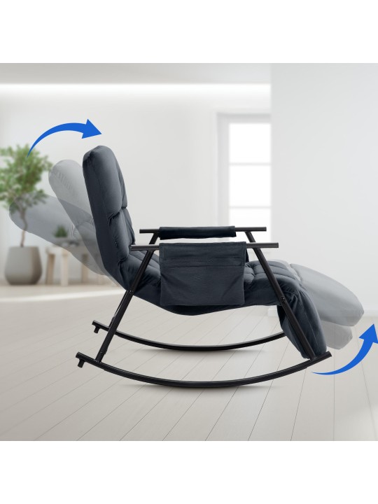 Gyngestol Cathy fløjl, sort