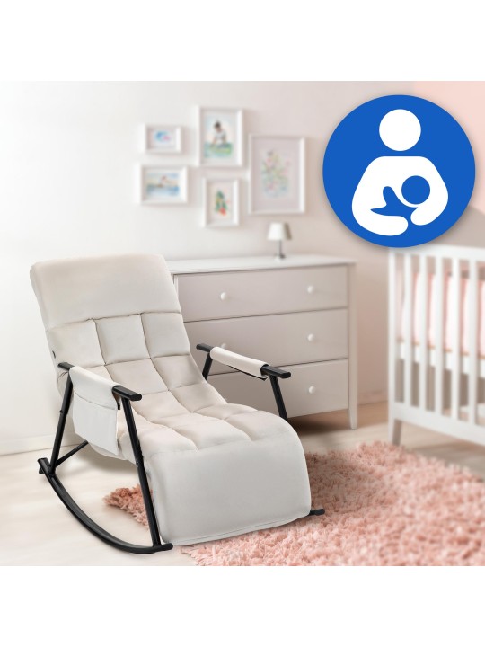 Gyngestol Cathy fløjl, creme