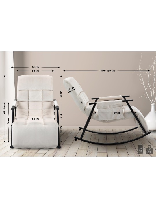 Gyngestol Cathy fløjl, creme