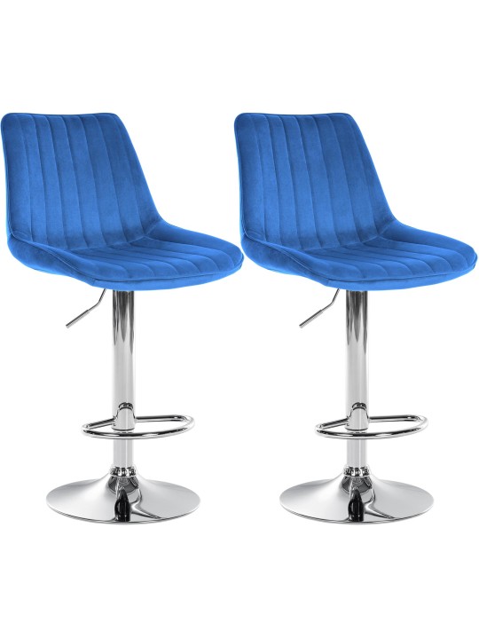 Sæt med 2 barstole Toni velour chrome, blå