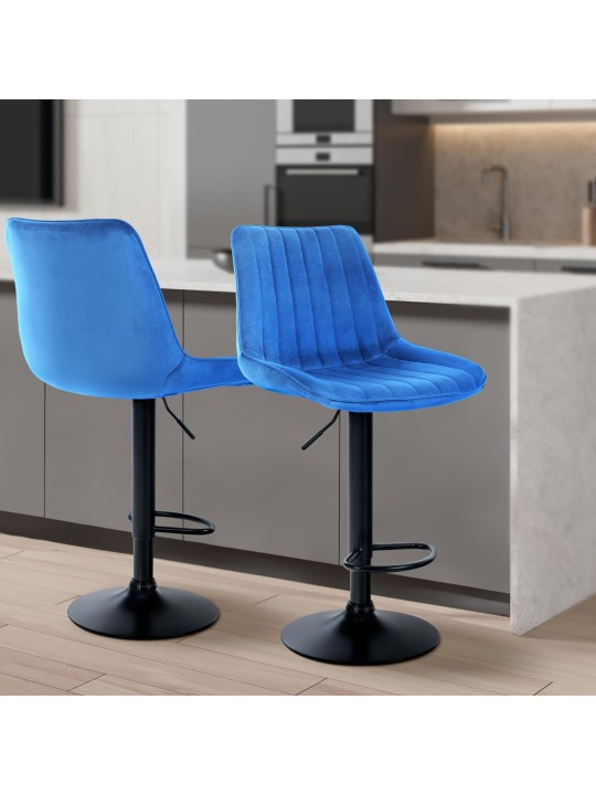 Sæt med 2 barstole Toni velvet, blå Sæt med 2 barstole Toni velvet, blå