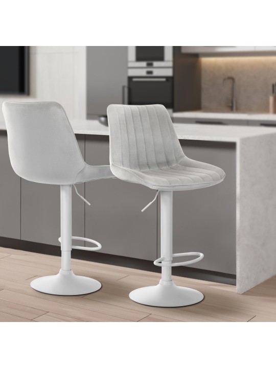 Sæt med 2 barstole Toni velvet, grå Sæt med 2 barstole Toni velvet, grå