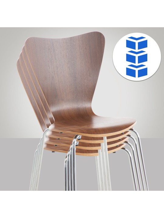 Sæt med 4 Calisto besøgsstole, valnød