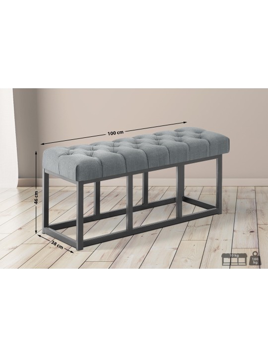 Bænk Amun stof B100, mørkegrå Bænk Amun stof B100, mørkegrå