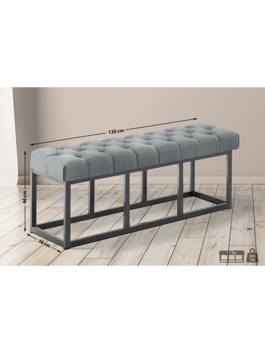 Bænk Amun stof B120, mørkegrå