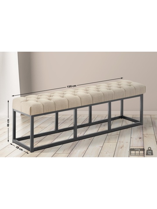 Bænk Amun stof B150, taupe