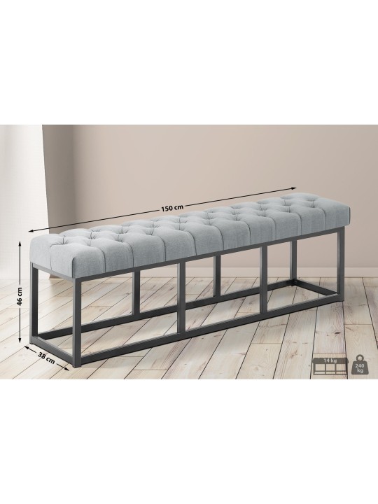 Bænk Amun stof B150, grå
