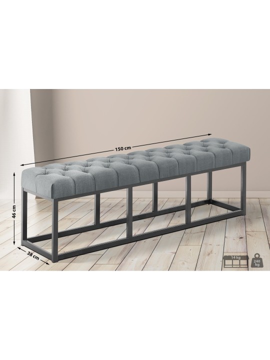 Bænk Amun stof B150, mørkegrå
