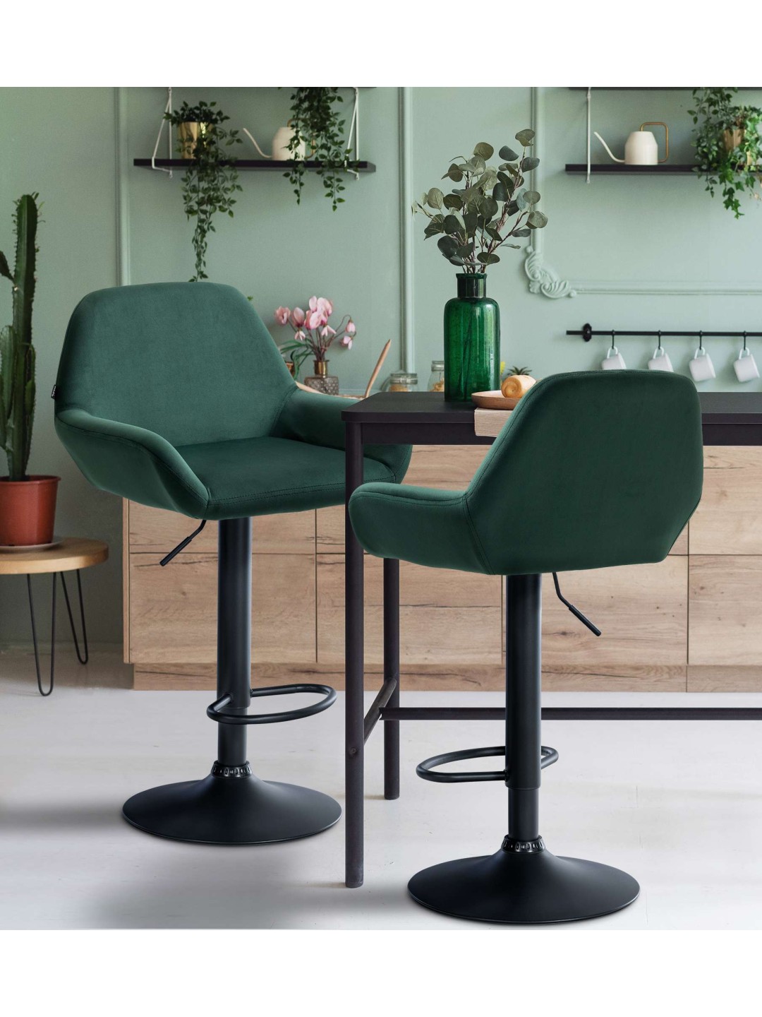 Barstol Braga fløjl, mørkegrøn