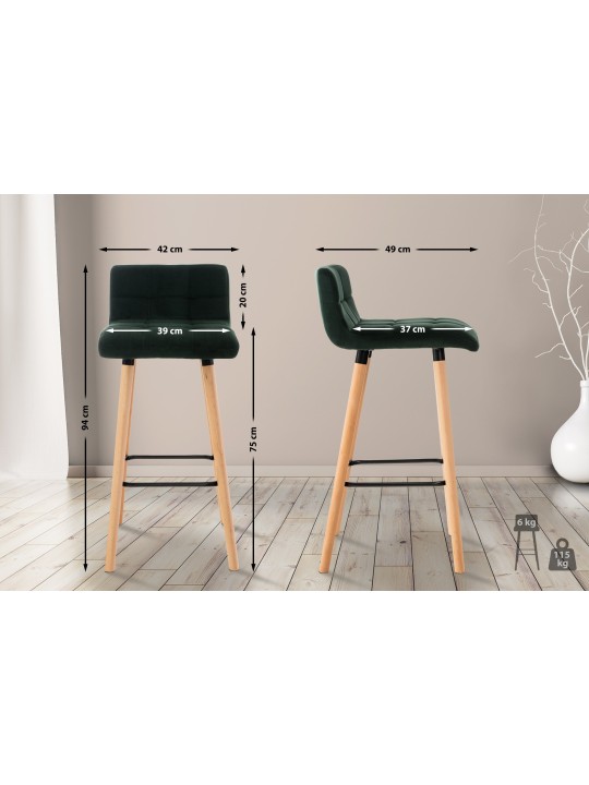 Barstol Lincoln fløjl, grøn